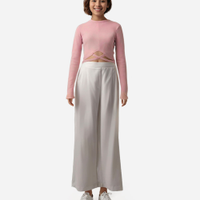 Blusa juvenil canelada manga longa rosa
