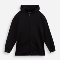 Jaqueta oversized juvenil de moletom com capuz e bolso preta