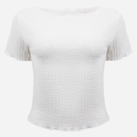 Blusa juvenil decote canoa texturizada off white