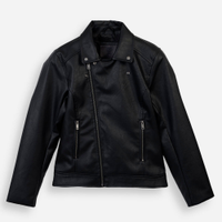 Jaqueta biker juvenil de pu com bolsos preta