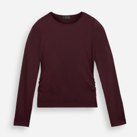 Blusa juvenil de poliamida com franzido vinho