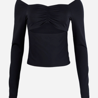 Cropped juvenil cut out manga longa preto