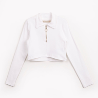 Cropped juvenil de algodão manga longa off white
