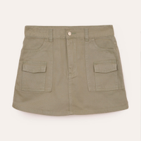 Short saia juvenil de sarja cargo verde