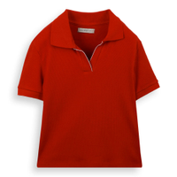 Polo de algodão juvenil manga curta bicolor vermelha