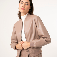 Jaqueta bomber com bolsos bege