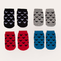 Kit de 4 pares de meias infantis antiderrapante mickey mouse multicor