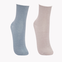 Kit de 2 pares de meias cano longo brilho multicor