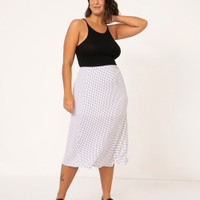 Saia midi crepe poá off white