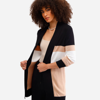 Cardigan de tricô detalhe canelado bege