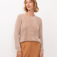 Suéter de tricot chenille texturizado - areia
