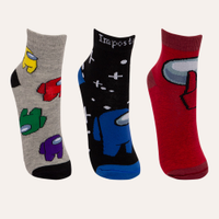 Kit de 3 pares de meias infantil among us cano médio colorido
