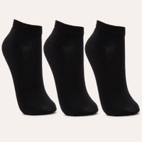 Kit de 3 pares de meias cano baixo atoalhada preto