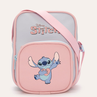 Bolsa shoulder stitch com bolso rosa