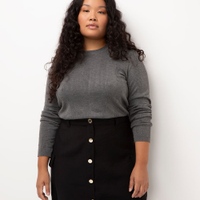 Suéter de tricot plus size canelado - CINZA MESCLA