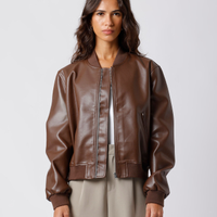 Jaqueta bomber de poliuretano mindset marrom
