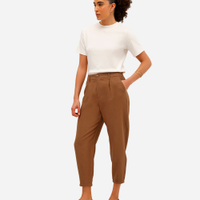 Calça feminina pregas marrom
