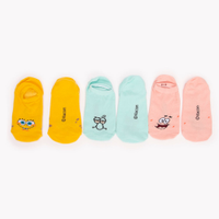 Kit de 3 pares de meias invisíveis bob esponja colorido