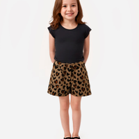 Short flanelado infantil animal print bege