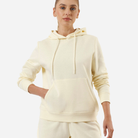 Blusa feminina de moletom com capuz e bolso amarela