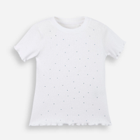 Blusa de algodão infantil canelada com brilho off white