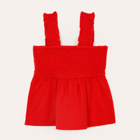 Bata de algodão infantil texturizada vermelha