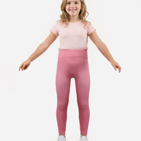 Calça legging infantil de poliamida sem costura rosa