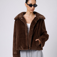 Casaco de pelúcia oversized mindset marrom