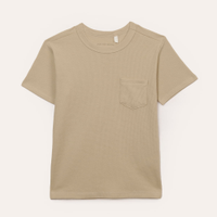 Camiseta de algodão infantil com bolso bege