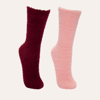 Kit de 2 pares de meias chenille cano longo colorido