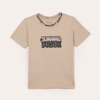 Camiseta de algodão infantil minecraft manga curta bege