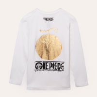 Blusa infantil de algodão manga longa one piece off white