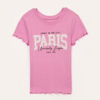 Blusa de algodão infantil manga curta paris rosa