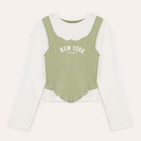Blusa de algodão infantil new york com sobreposição verde