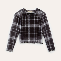 Blusa infantil de tule xadrez preto