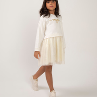 Vestido infantil manda longa moletinho magic bege