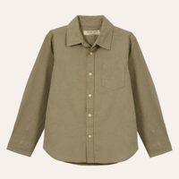 Camisa infantil com linho manga longa verde