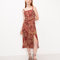 Vestido midi de viscose estampado laranja