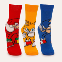 Kit de 3 meias cano alto sonic azul