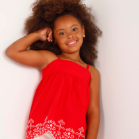 Regata evasê infantil floral - vermelho