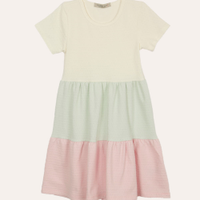 Vestido infantil de algodão texturizado colorido