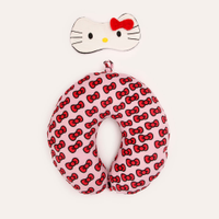 Kit apoio de pescoço hello kitty com máscara rosa
