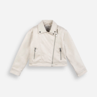 Jaqueta infantil de suede bege
