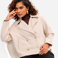 Casaco feminino manga longa texturizado bege