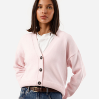 Cardigan feminino de tricot decote v rosa