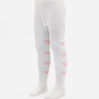 Meia calça infantil lacinho off white