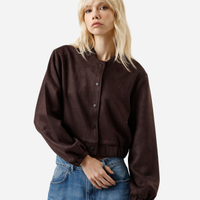 Jaqueta bomber feminina de suede marrom