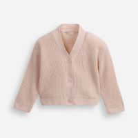 Cardigan infantil de tricot texturizado bege