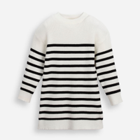 Vestido infantil de tricot listrado off white