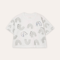 Camiseta de algodão infantil wonderfully com paetê off white
